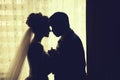 Silhouette of bride and groom