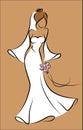 Silhouette of a bride in a wedding dress,vector