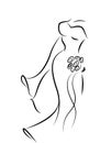 Silhouette of a bride in a wedding dress,vector