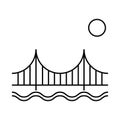 Silhouette bridge icon, urban architecture design, travel line construction symbol vector illustration