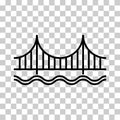 Silhouette bridge icon, urban architecture design, travel line construction symbol vector illustration