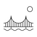 Silhouette bridge icon, urban architecture design, travel line construction symbol vector illustration