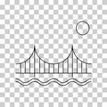 Silhouette bridge icon, urban architecture design, travel line construction symbol vector illustration