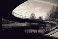 silhouette bridge over river against sky Royalty Free Stock Photo