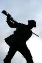 Silhouette of the British Tommy with drawn bayonet on the war memorial in the Diamond Londonderry Northern Ireland