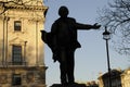 Silhouette of the bronze statue of David Lloyd George