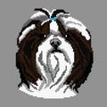 The silhouette of a brown, black dog breed Shih Tzu face, head drawn in the form of squares, pixels Royalty Free Stock Photo