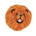 Silhouette of a brown breed dog. Chow chow snout, head drawn in squares, pixels. The image of the muzzle of the breed brown Chow