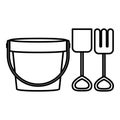 Silhouette bucket and shovel toy flat icon