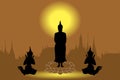 Silhouette Buddha standing on lotus