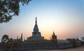 Silhouette of The Buddha Statue in Phra Maha Chedi Chai Mongkol Temple in Roi Et Thailand Generality in Thailand ,and kind of