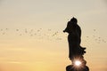 Silhouette of Buddha statue standing at Wat Phra That Khao Noi, Nan Province, Thailand