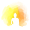 Silhouette Buddha with water colour background