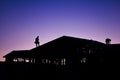 Silhouette of builders during sunset