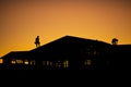 Silhouette of builders during sunset Royalty Free Stock Photo