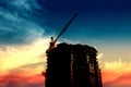 Silhouette of the building and construction cranes Royalty Free Stock Photo