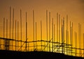 Silhouette building construction site on sunset background Royalty Free Stock Photo
