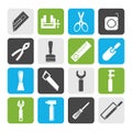 Silhouette Building and Construction Tools icons Royalty Free Stock Photo