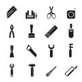 Silhouette Building and Construction Tools icons Royalty Free Stock Photo