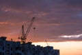 Silhouette of building crane Royalty Free Stock Photo