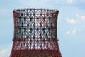 Silhouette of building power plant cooling tower against blue sk Royalty Free Stock Photo