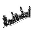 silhouette buildings and cityscape side scene icon