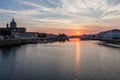 Silhouette of Buildings at Sunset Along the Arno River in Florence