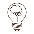 Silhouette bulb with tree shape flat icon