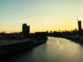 Silhouette buliding with sunset in newyork , Ameria Royalty Free Stock Photo