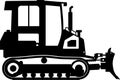 Silhouette of Bulldozer Icon in Flat Style. Vector Illustration