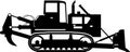 Silhouette of Bulldozer Icon in Flat Style. Vector Illustration