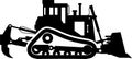 Silhouette of Bulldozer Icon in Flat Style. Vector Illustration