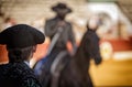 Silhouette of bullfighter looking rejoneador