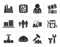 Silhouette Business, factory and mill icons