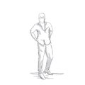 Silhouette Business Man Holding Hands In Pockets Full Length Sketch Of Business Man On White Background Royalty Free Stock Photo