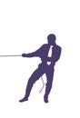 Silhouette Business Man Pulling Rope Strong Businessman Competition Concept