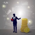 Silhouette Business Man With Sketch Financial Graphic Finance Success Report Royalty Free Stock Photo