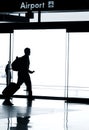 Silhouette of business man walking in airport