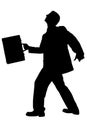 Silhouette of Business Man Walking With Briefcase With Clipping