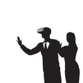 Silhouette Business Man Wear Virtual Reality Digital Glasses Royalty Free Stock Photo