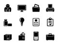Silhouette Business and office equipment icons Royalty Free Stock Photo
