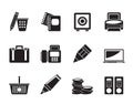 Silhouette Business, Office and Finance Icons Royalty Free Stock Photo