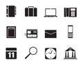 Silhouette Business, Office and Mobile phone icons Royalty Free Stock Photo