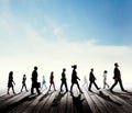 Silhouette Business People Commuter Walking Rush Hour Concept Royalty Free Stock Photo