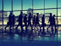 Silhouette Business People Commuter Walking Rush Hour Concept Royalty Free Stock Photo