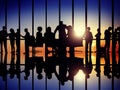 Silhouette Business People Corporate Discussion Meeting Concept Royalty Free Stock Photo