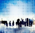 Silhouette Business People Discussion Meeting Cityscape Concept Royalty Free Stock Photo