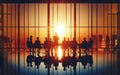 Silhouette Business People Discussion Meeting Cityscape Team Concept Royalty Free Stock Photo