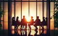 Silhouette Business People Discussion Meeting Cityscape Team Concept Royalty Free Stock Photo