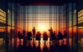 Silhouette Business People Discussion Meeting Cityscape Team Concept Royalty Free Stock Photo